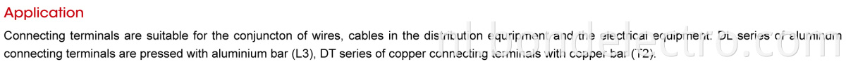 DL Series Copper Aluminum Connector Terminals Parameter